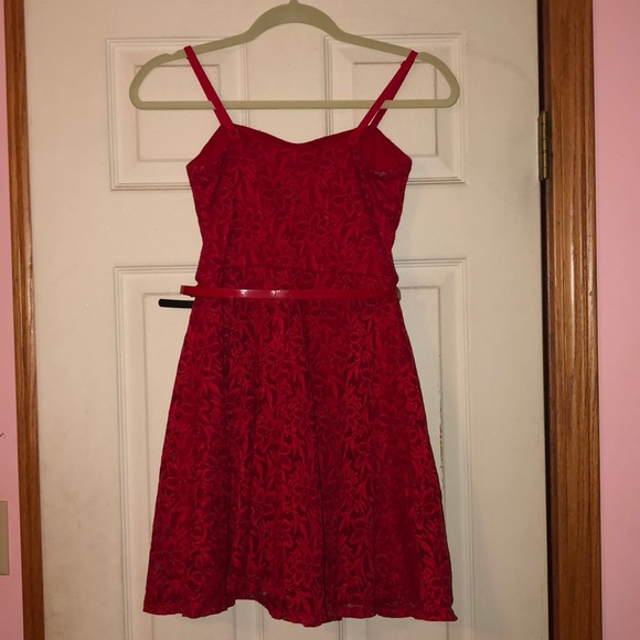 Red Lace Spaghetti Strap Dress - Picture 2 of 2